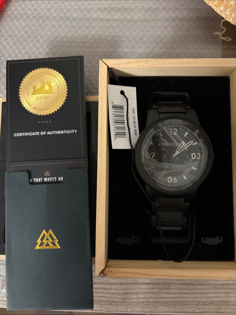 Original Grain Black Men's Bracelet Watch - Matte Black Finish